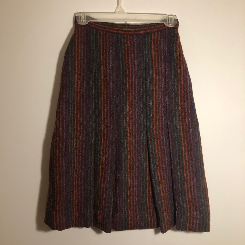 VTG Rainbow 100% wool pleated skirt